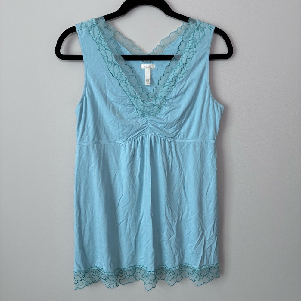 NWOT Soma Cool Nights Light Teal Chemise with Delicate Lace Trim never worn